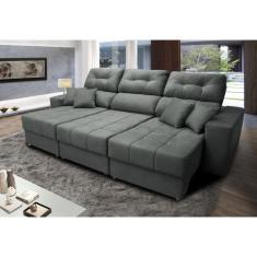 Sofá Retrátil e Reclinável Cama inBox Diamond 2,25m Tecido Suede Velus
