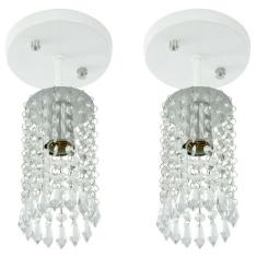 Kit 2 Lustres Clearcrillic Cristal Acrílico Redondo Branco - MARRYLUZ,