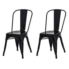 Kit 2 Cadeiras para Mesa Sala Jantar Cozinha Bares Restaurante Tolix Iron Design Industrial Preta