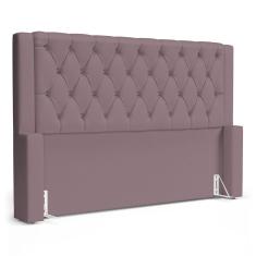 Cabeceira Cama Box Casal Padrão Atena 160cm Capitonê com Frame Veludo Rosê - Desk Design