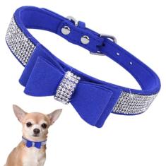 Coleira de cachorro de strass com gravata borboleta, lindo nó de cristal, brilhante, diamante, glitter, para filhotes de animais de estimação, PP, PP, pequeno, médio, grande, meninas, cães, fêmeas,