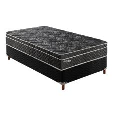 Cama Box Solteiro: Colchão Molas Paropas MasterPocket Ensacadas Privilege + Base CRC Suede Black(88x188x25)