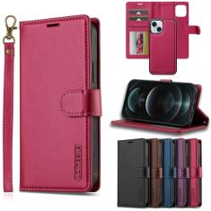 Capa de Estojo Capa removível compatível com iPhone 14 Plus Capa tipo carteira com porta-cartões Capa magnética de couro PU premium com suporte Alça de pulso à prova de choque Capa protetora flip remo