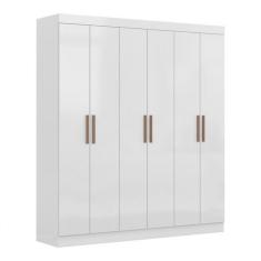 Guarda Roupa Maxel Casal Paris 6 Portas 2 Gavetas MDF Disa Móveis - Branco