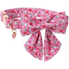 DOGWONG Coleira de cachorro com laço, coleira de cachorro de algodão macio durável e durável com coração fofo para cães de estimação para cães pequenos, médios e grandes