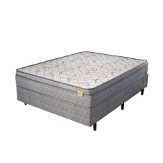 Cama Box Casal Com Colchão De Espuma D45 Dreemy Mega 138x188x63cm Apolospuma Cinza Com Branco