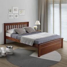 Cama Casal Inglesa com Peseira Fechada em Madeira Maciça Mv Outlet, Mo