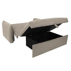 Sofá-Cama Casal com Baú 2 Lugares Zaia Suede Bege - Modern