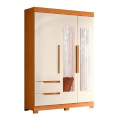 Guarda Roupa Vivacce Solteiro 3 Portas Com Espelho Albatroz Cinamomo/off White
