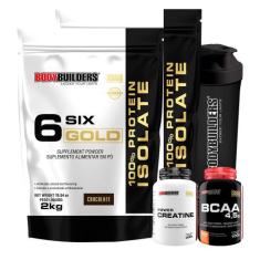 KIT 2x Whey Isolado Six Gold 2kg + POWER Creatina 100g + BCAA 100g + C