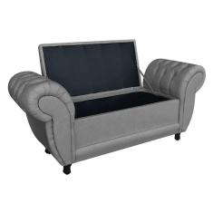 Recamier Baú Grécia 1,40 M Linho D`rossi Cor Grafite A26