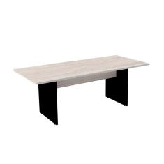Mesa de Reunião Retangular 200 x 90 cm Pé Painel PE25 em MDP Cor Nogueira CasaBlanca e Base Preta
