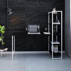 Escrivaninha Mesa Escritório com Estante Estilo Active 4 Prateleiras 1