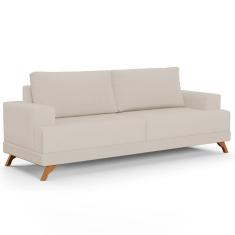 Sofá 3 Lugares 200cm Living Pés Curvos Santi D05 Linho Bege - Mpozenato