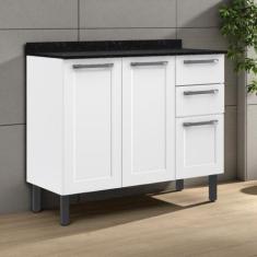 Balcão Cozinha em Aço 3 Portas e 2 Gavetas 105cm com Tampo Florença It