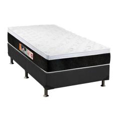 Cama Box Solteiro: Colchão Espuma D45 Castor Black e White AIR + Base 