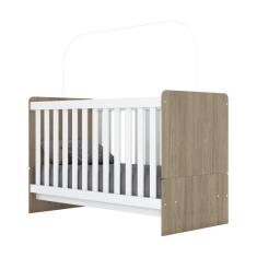 Quarto de Bebê Compacto com Berço e Guarda Roupa Sonho Encantado Espresso Móveis Rústico/Branco