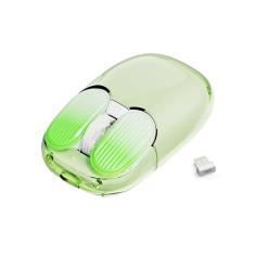 A.JAZZ I069 Mouse para jogos sem fio de 2,4 GHz, mouse portátil totalmente transparente, mouse silencioso recarregável com luz de fundo RGB, DPI ajustável de 3 níveis, mouse de design fofo para
