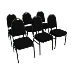 Kit Com 6 Cadeiras Para Auditórios Linha Hotel Preto