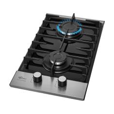 Cooktop a Gás Fischer 2 Bocas Platinium com Trempe de ferro fundido Mesa Vidro 33795-92120 Bivolt (Reembalado)