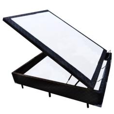 Base Box Baú Blindado Casal AColchoes Poliéster Preto 41x138x188