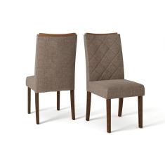 Cadeira Sala De Jantar Golden Kit 2 Un Rústico Malbec/linho Bronze - Dj Móveis