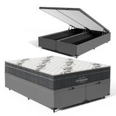 Cama Box Baú com Colchão de Espuma D33 Ortobom Airtech Ortopillow 100 Queen 158cm