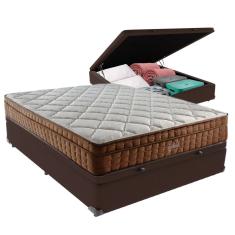 Cama Box Baú Casal E Colchão Ortopédico Anjos Star Pillow In - Marrom