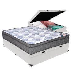 Cama Box Baú com Colchão ISO Superpocket Viúvo Molas Ensacadas Material Sintético Bege Branco Ortobom