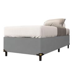Cama Box Solteiro 0,88m Com 38cm De Altura Suede Prince Cinza Cinza