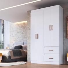 Guarda-roupas Solteiro 4 Portas e 2 Gavetas Multimóveis Cr35209 Branco