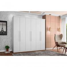 Guarda Roupa Casal Roupeiro Gold 6 Portas 4 Gavetas MDF Branco Casa H