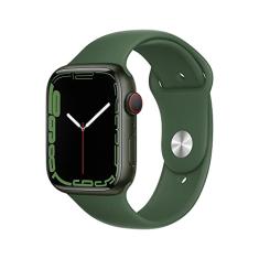Apple Watch Series 7 (GPS + Cellular), Caixa em alumínio verde de 45 mm com Pulseira esportiva trevo