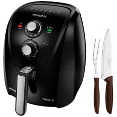 Fritadeira Elétrica Air Fryer Mondial Family AFN40FB 4L – Preta + Conjunto para Churrasco Tramontina - 2 Peças