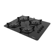 Cooktop à Gás 4 Bocas NDL Vidro Flange Esmaltada Nardelli - Preto