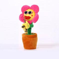 Brinquedo elétrico de pelúcia de girassóis cantando e dançando para crianças