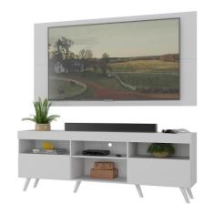 Rack C/ Painel P/ Tv Até 65" E Pés Retrô Flórida Multimóveis Branco