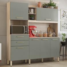 Cozinha Compacta 6 Portas 2 Gavetas Select Demóbile - Avena/Menta