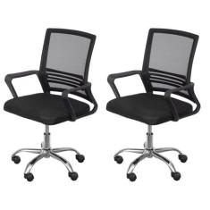Kit 2 Cadeiras para Escritório Diretor Lyon Baixa em Tela Mesh Preto