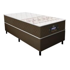 Cama Box Solteiro Marrom + Colchão Molas Ensacadas New York Gazin 88x188x65cm