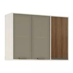 Armário Aéreo de Cozinha 120 cm 1 Porta Fechada 2 Portas com Vidro Ref