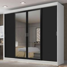 Guarda-Roupa Casal Madesa Austin 4 Portas de Correr com Espelhos 3 Gav