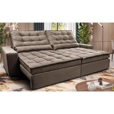 Sofá Retrátil e Reclinável 2,52m Molas Ensacadas Cama inBox Catar. Velusoft