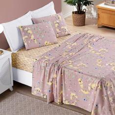 Jogo De Cama Lençol Bouti Estampado Queen 04 Peças Lavanda