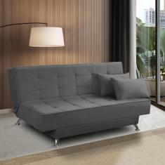 Sofá Cama 3 lugares 1,80m Diana Suede Cinza Adonai Estofados