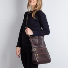 Bolsa tiracolo grande de couro Cida-Feminino