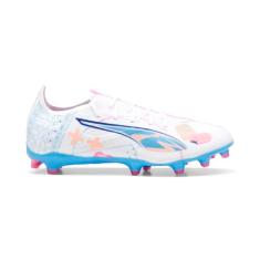 PUMA Tênis masculino Ultra 5 Match Firme, chuteiras artificiais de futebol, Puma Branco/azul luminoso/rosa venenoso/melão, 38