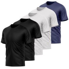 Kit 5 Camisetas Masculina Dry Manga Curta Proteção UV Slim Fit Básica Academia Treino Fitness-Masculino