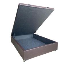 Cama Box Baú Casal Linhão Marrom Com Pistão A Gás - Estrutura Reforçada - Suíte Imperial