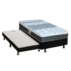 Cama Box C/Auxiliar Solteiro: Colchão Castor Bonnel Class + Base Crc Courano Black(88X188)